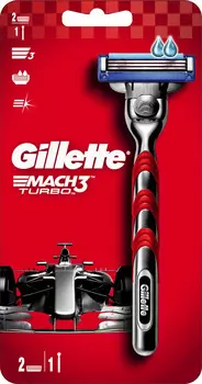 Gillette Mach 3 turbo бритва с ручкой и кассетой сменной N2 1 шт (Gillette, Бритвы и лезвия)