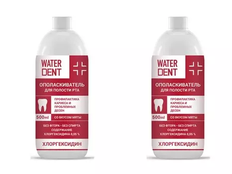Waterdent Набор Ополаскиватель для полости рта со вкусом мяты, Хлоргексидин, 500 мл*2 штуки (Waterdent, Жидкость для ирригатора)