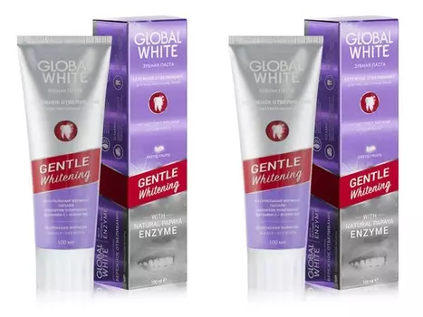 Global white Набор Отбеливающая зубная паста для чувствительных зубов 100 мл*2 штуки (Global white, Зубные пасты)