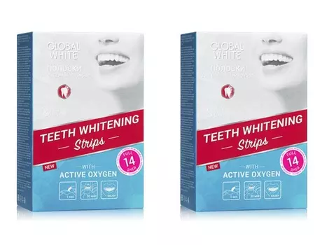 Global white Набор Отбеливающие полоски для зубов "Активный кислород" 14 дней*2 штуки (Global white, Отбеливающие системы)