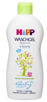 HIPP Детский гель для купания без слёз для волос и тела Babysanft для чувствительной кожи, 400 мл (HIPP, Уход за кожей)