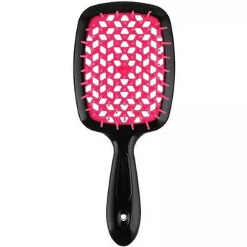 Janeke Щетка Superbrush с закругленными зубчиками черно-розовая, 17,5 х 7 х 3 см (Janeke, Щетки)