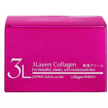 Japan Gals Увлажняющий крем "3 слоя коллагена", 60 г (Japan Gals, 3layers)