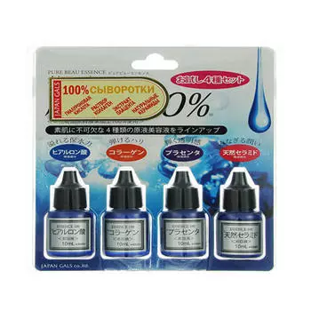 Japan Gals Сыворотка "Pure beau essence", пробный набор, 4 шт. по 10 мл (Japan Gals, Pure Beau)