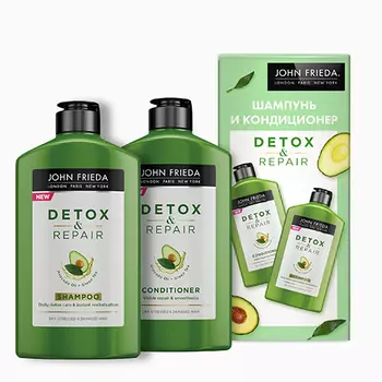 John Frieda Набор Очищение и восстановление (Шампунь для очищения и восстановления волос, 250 мл + Кондиционер для восстановления и гладкости волос, 250 мл) (John Frieda, Detox &amp; Repair)