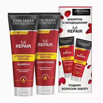 John Frieda Набор "Подари волосам заботу" (Укрепляющий шампунь, 250 мл + Укрепляющий кондиционер, 250 мл) (John Frieda, Full Repair)