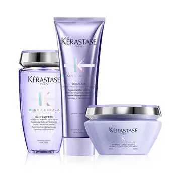 Kerastase Набор "Мелирование": Шампунь-Ванна Lumière 250 мл + Cicaflash Молочко 250 мл + Маска Ultra-Violet 200 мл (Kerastase, Blond Absolu)