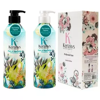 Kerasys Набор "Шарм" для сухих и ломких волос: Шампунь 400 мл + Кондиционер 400 мл (Kerasys, Perfumed Line)