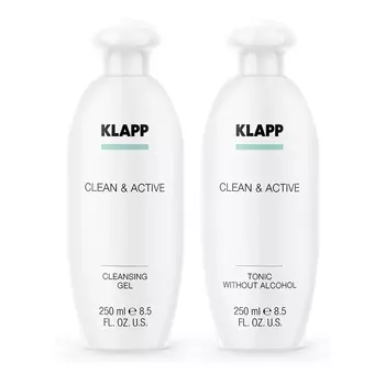 Klapp Набор "Бережное очищение": гель 250 мл + тоник 250 мл (Klapp, Clean &amp; active)