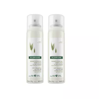 Klorane Комплект Сухой шампунь с овсом в спрее, 2х150 мл (Klorane, Ultra Gentle)