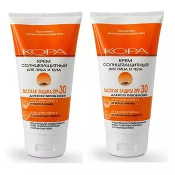 Кора Комплект Крем солнцезащитный SPF 30 для лица и тела 2х150 мл (Кора, Солнце)
