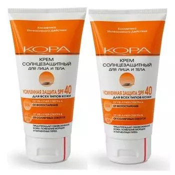 Кора Комплект Крем солнцезащитный SPF 40 для лица и тела 2х150 мл (Кора, Солнце)