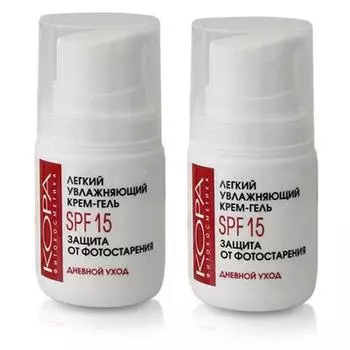 Кора Комплект Легкий увлажняющий крем-гель SPF15, 2х50 мл (Кора, Увлажнение кожи)