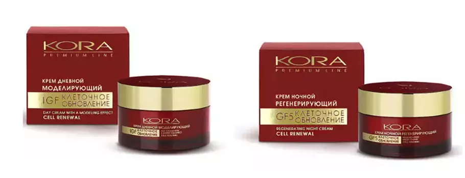 Кора Набор "Базовый уход": крем дневной 50 мл + крем ночной 50 мл (Кора, Premium Line)