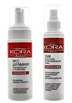 Кора Набор для чувствительной кожи: мусс 160 мл + тоник 150 мл (Кора, Очищение)