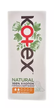 Kotex Ежедневные прокладки Natural Нормал, 20 шт (Kotex, Ежедневные)