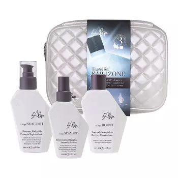 L'Alga Дорожный набор «Термозащита волос с сывороткой» в белой стеганой косметичке, 100 мл + 100 мл + 100 мл (L'Alga, Наборы)