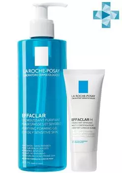 La Roche-Posay Комплект Мультивосстанавливающий увлажняющий крем H 40мл + Очищающий гель 400мл (La Roche-Posay, Effaclar)