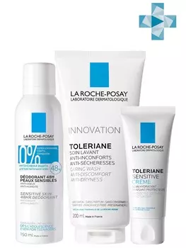 La Roche-Posay Набор для ежедневного применения (гель-уход 200 мл, крем 40 мл, дезодорант 150 мл) (La Roche-Posay, Toleriane)