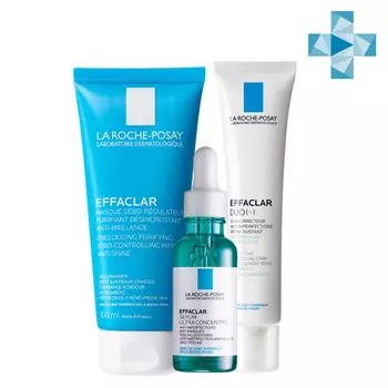 La Roche-Posay Набор для жирной проблемной кожи с сывороткой (корректирующий крем-гель DUO(+) 40 мл + ультра-концентрированная сыворотка 30 мл + очищающая матирующая маска 100 мл) (La Roche-Posay, Effaclar)