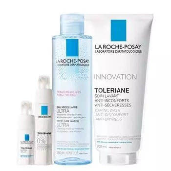 La Roche-Posay Набор: Флюид Ультра 40 мл + Ультра для глаз 20 мл + Очищающий гель 200 мл + Мицеллярная вода для чувствительной кожи, 200 мл (La Roche-Posay, Toleriane)