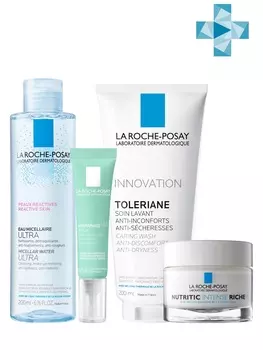 La Roche-Posay Набор: Нутритик Интенс Риш 50 мл + Гидрафаз Интенс для контура глаз 15 мл + Толеран Очищающий гель 200 мл + Мицеллярная вода для чувствительной кожи, 200 мл (La Roche-Posay, Nutritic)