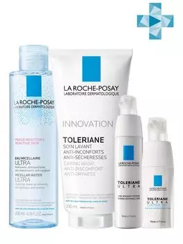 La Roche-Posay Набор Ультра 40 мл + Ультра для глаз 20 мл + Очищающий гель 200 мл + Мицеллярная вода для чувствительной кожи, 200 мл (La Roche-Posay, Toleriane)