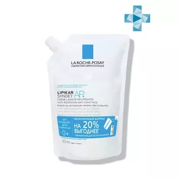 La Roche-Posay Очищающий крем-гель для лица и тела младенцев, детей и взрослых Syndet AP+, сменный блок, 400 мл (La Roche-Posay, Lipikar)