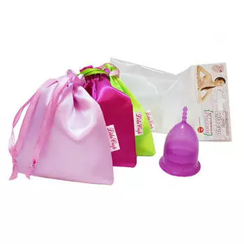 LilaCup Чаша менструальная "Практик" в атласном мешочке, фиолетовая L (LilaCup, Практик в мешочке)