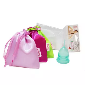 LilaCup Чаша менструальная "Практик" в атласном мешочке, изумрудная S (LilaCup, Практик в мешочке)