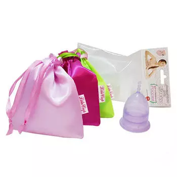 LilaCup Чаша менструальная "Практик" в атласном мешочке, сиреневая L (LilaCup, Практик в мешочке)