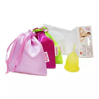 LilaCup Чаша менструальная "Практик" в атласном мешочке, желтая S (LilaCup, Практик в мешочке)