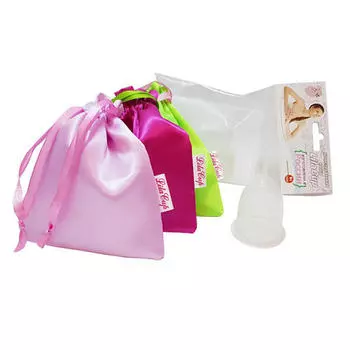 LilaCup Чаша менструальная "Практик" в атласном мешочке, прозрачная S (LilaCup, Практик в мешочке)