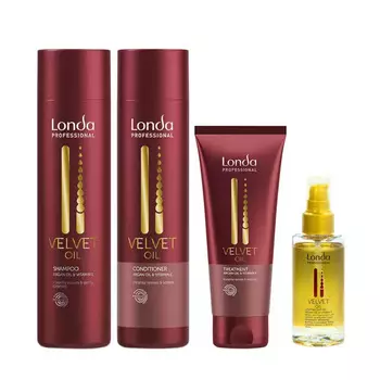 Londa Professional Набор "Мягкость и блеск": шампунь 250 мл + кондиционер 250 мл + маска 200 мл + масло 100 мл (Londa Professional, Velvet Oil)