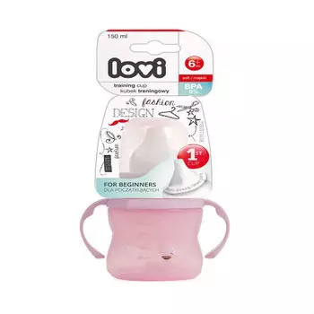 Lovi Поильник Lovi обучающий, 150 мл, 6м+, Retro, розовый (Lovi, Детская посуда)
