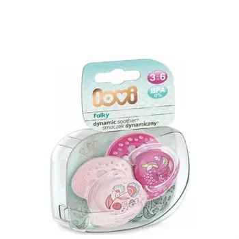 Lovi Пустышка Lovi динамическая силикон Folky для девочки 3-6 мес 2 шт (Lovi, Пустышки)