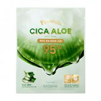 Missha Тканевая успокаивающая маска для лица с центеллой и алоэ Premium Cica Aloe Sheet Mask, 21 г (Missha, Маски)