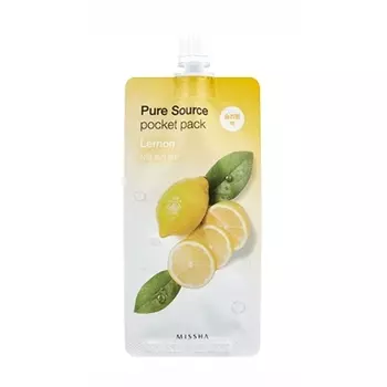 Missha Увлажняющая маска для лица Pure Source Pocket Pack Lemon, 10 мл (Missha, Маски)