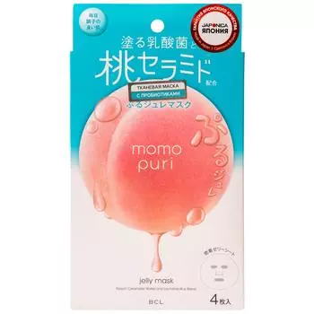 Momo Puri Тканевая маска "Увлажнение и упругость" с лактобактериями и витаминами, 4 шт (Momo Puri, )