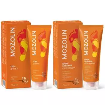 Mozolin Набор для педикюра №2: гель экспресс-уход 75 мл + крем-бальзам смягчающий 75 мл (Mozolin, )