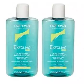 Noreva Комплект Эксфолиак Гель для лица мягкий очищающий 2х250 мл (Noreva, Exfoliac)