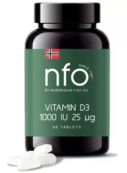 Norwegian Fish Oil Витамин Д3 1000 МЕ, 60 таблеток (Norwegian Fish Oil, Витамины)