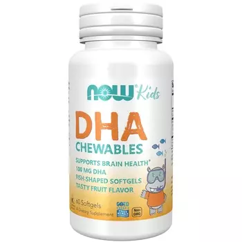 Now Foods Омега-3 для детей DHA Kids Chewable, 60 жевательных капсул (Now Foods, Жирные кислоты)