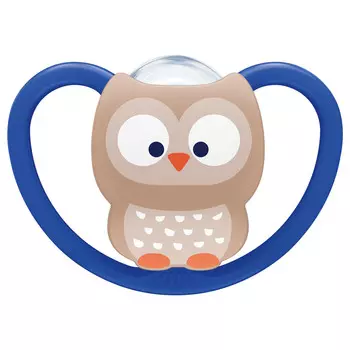 Nuk Силиконовая пустышка ортодонтической формы Space "Сова" размер 2, 6-18 месяцев (Nuk, Соски-пустышки и аксессуары)