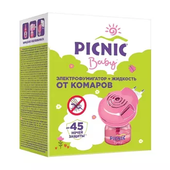Picnic Комплект "Защита для детей 45 ночей": электрофумигатор + жидкость от комаров, 30 мл (Picnic, Baby)