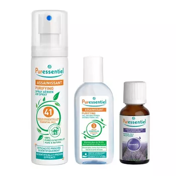 Puressentiel Набор: спрей 75 мл + эфирное масло 30 мл + очищающий гель 80 мл (Puressentiel, )