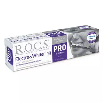 R.O.C.S. Зубная паста Electro &amp; Whitening Mild Mint" R.O.C.S. PRO,135 гр (R.O.C.S., R.O.C.S. PRO)