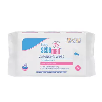 SEBAMED Салфетки детские очищающие Baby с пантенолом wipes with panthenol 72 шт. (SEBAMED, Baby Line)