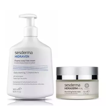 Sesderma Набор "Базовый уход": крем-пенка 300 мл + крем питательный 30 мл (Sesderma, Hidraven)