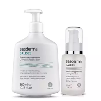 Sesderma Набор для жирной кожи (крем для умывания 300 мл + крем-гель 50 мл) (Sesderma, Salises)